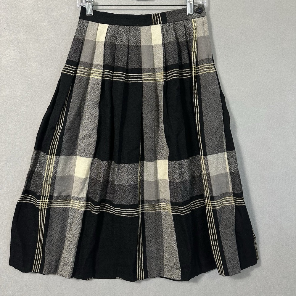 Vtg Jack Winter Tartan Plaid Midi Skirt Wool Preppy Womens 10 Waist 26" READ